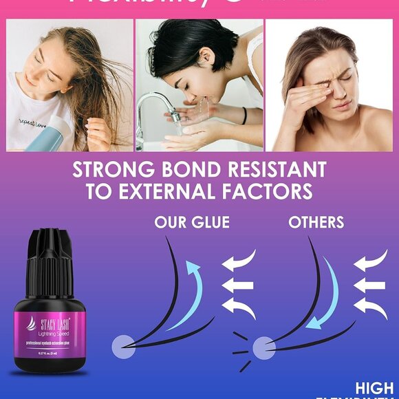 Lightning Speed Eyelash Extensions Glue - Fast Dry 0.3 Sec & 6-8 Weeks Retention - Picture 5 of 9